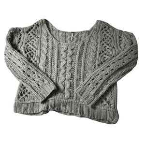Free People‎ Women's Sweater medium Casual Chunky Cable Open Knit Wool Blend